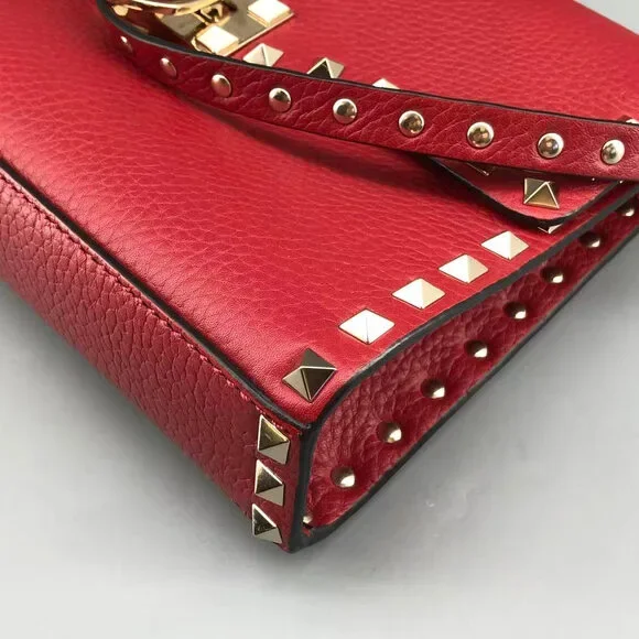 Valentino Garavani Rockstud Small Crossbody Bag Red Grainy Calfskin - Picture 10 of 15